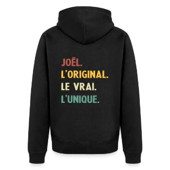 Joël l original le vrai l unique - Veste à capuche bio Premium Unisexe - noir - Dos - Nico (187cm)