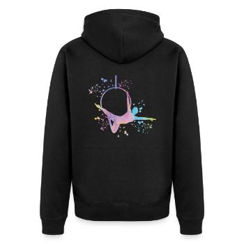 Aerialist Aerial Ring Lyra Air Ring - Unisex Premium Organic Zip Hoodie - black - Back - Nico (187cm)