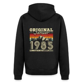 40 ans Né en janvier 1985 - Veste à capuche bio Premium Unisexe - noir - Dos - Nico (187cm)