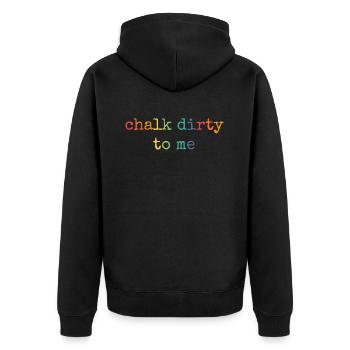 Boulderer Chalk Dirty To Me Bouldern - Unisex Premium Bio Zip Hoodie - Schwarz - Hinten - Nico (187cm)