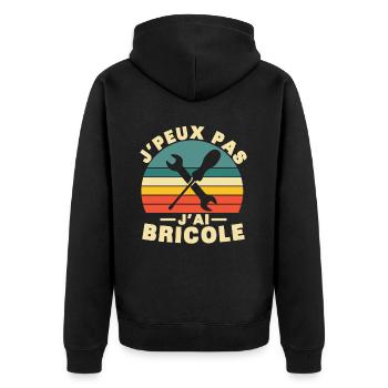 Je peux pas j'ai bricole Humour cadeau - Veste à capuche bio Premium Unisexe - noir - Dos - Nico (187cm)