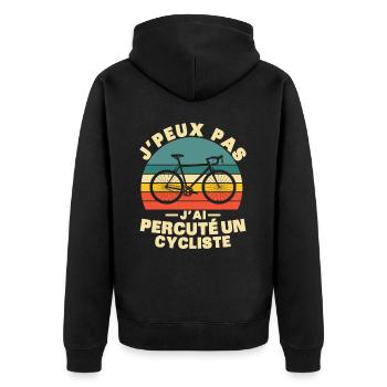Ich kann nicht, ich fahre einen Radfahrer an - Unisex Premium Bio Zip Hoodie - Schwarz - Hinten - Nico (187cm)