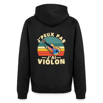 Ich kann keine Geige haben - Unisex Premium Bio Zip Hoodie - Schwarz - Hinten - Nico (187cm)