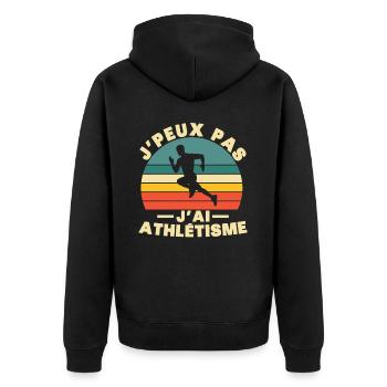 Ich kann keine Leichtathletik haben - Unisex Premium Bio Zip Hoodie - Schwarz - Hinten - Nico (187cm)