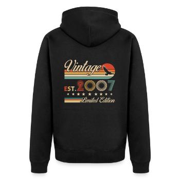 Vintage 2007 18th Anniversary Gift - Unisex Premium Organic Zip Hoodie - black - Back - Nico (187cm)