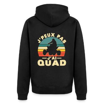 Ich kann kein Quad haben - Unisex Premium Bio Zip Hoodie - Schwarz - Hinten - Nico (187cm)