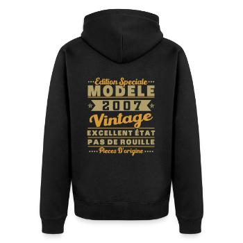 2007 Retro Vintage Module Birthday Gift - Unisex Premium Organic Zip Hoodie - black - Back - Nico (187cm)