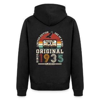 Original 1935 Vintage Retro Cadeau D’anniversaire - Veste à capuche bio Premium Unisexe - noir - Dos - Nico (187cm)