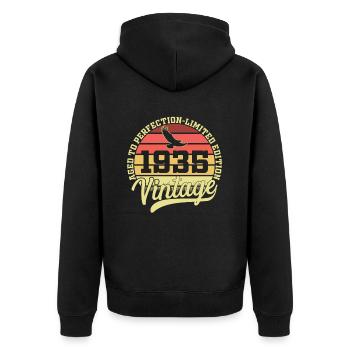Vintage 1935 Cadeau Anniversaire Née en 1935 - Veste à capuche bio Premium Unisexe - noir - Dos - Nico (187cm)