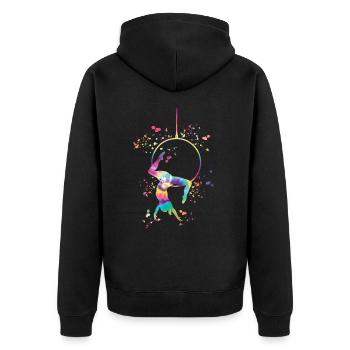 Aerialist Aerial Ring Lyra Air Ring - Unisex Premium Organic Zip Hoodie - black - Back - Nico (187cm)