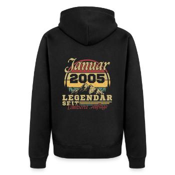 20e anniversaire Né en janvier 2005 - Veste à capuche bio Premium Unisexe - noir - Dos - Nico (187cm)
