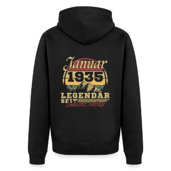 90 ans Gift Né en janvier 1935 - Veste à capuche bio Premium Unisexe - noir - Dos - Nico (187cm)