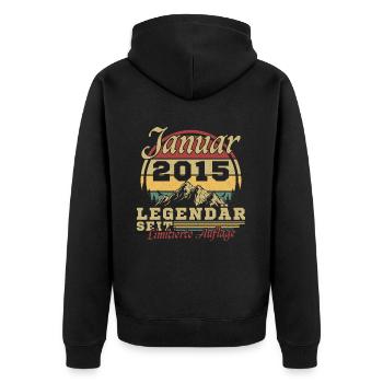 Cadeau anniversaire 10 ans Né en janvier 201 - Veste à capuche bio Premium Unisexe - noir - Dos - Nico (187cm)