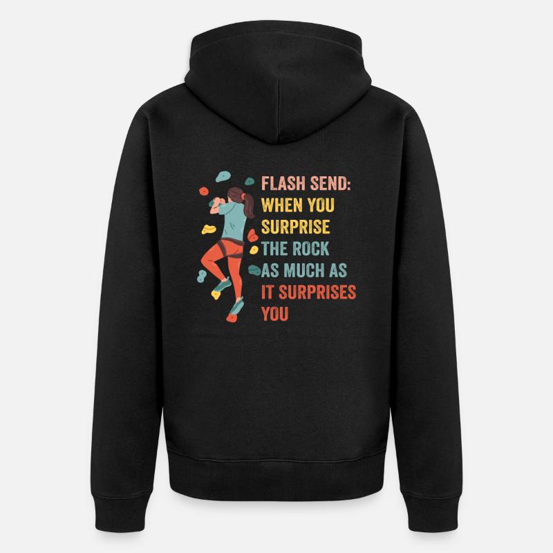 Boulderer Flash Send Bouldern - Unisex Premium Bio Zip Hoodie - Schwarz