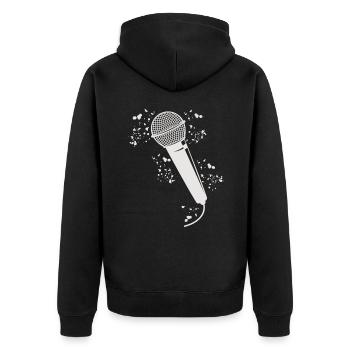 Mikrofon Poetry Slam Podcast Sängerin - Unisex Premium Bio Zip Hoodie - Schwarz - Hinten - Nico (187cm)