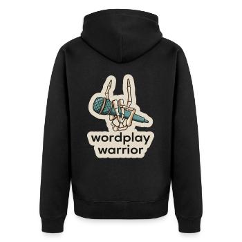 Poetry Slam Wortspiel Krieger Slam-poesie - Unisex Premium Bio Zip Hoodie - Schwarz - Hinten - Nico (187cm)
