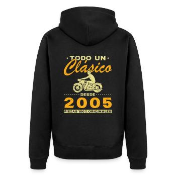 Biker A Classic Born In 2005 - Unisex Premium Organic Zip Hoodie - black - Back - Nico (187cm)
