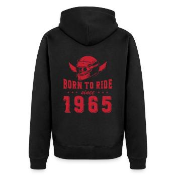 Born to ride since 1965 Biker Rider - Unisex Premium Bio Zip Hoodie - Schwarz - Hinten - Nico (187cm)