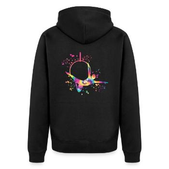 Aerialist Aerial Ring Lyra Air Ring - Unisex Premium Organic Zip Hoodie - black - Back - Nico (187cm)