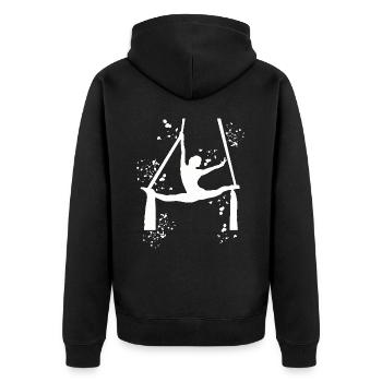 Vertikaltuch Luftakrobatik Aerial Silk - Unisex Premium Bio Zip Hoodie - Schwarz - Hinten - Nico (187cm)