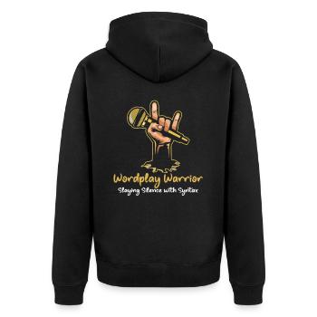 Poetry Slam Wortspiel Krieger Slam-poesie - Unisex Premium Bio Zip Hoodie - Schwarz - Hinten - Nico (187cm)