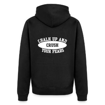 Bouldern Chalk Up Boulderer - Unisex Premium Bio Zip Hoodie - Schwarz - Hinten - Nico (187cm)