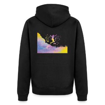 Trail Runner Cross Trail Bergläufer - Unisex Premium Bio Zip Hoodie - Schwarz - Hinten - Nico (187cm)