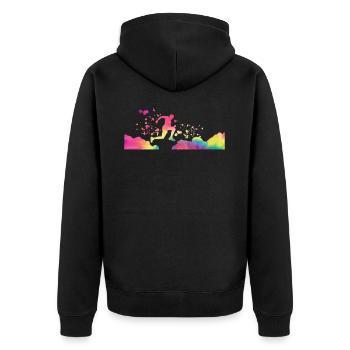 Trail Runner Cross Trail Bergläufer - Unisex Premium Bio Zip Hoodie - Schwarz - Hinten - Nico (187cm)