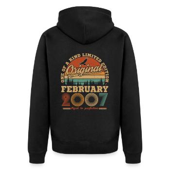 Février 2007 Vintage Anniversaire 2007 Cadeau - Veste à capuche bio Premium Unisexe - noir - Dos - Nico (187cm)
