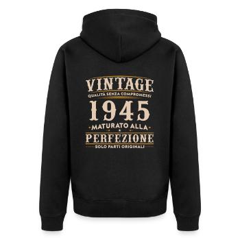Vintage 1945 80 Birthday Gift - Unisex Premium Organic Zip Hoodie - black - Back - Nico (187cm)