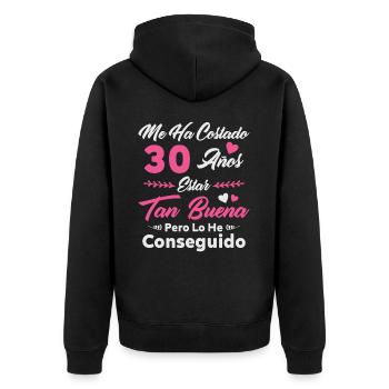 Ich habe 30 Jahre gebraucht 30 Geburtstag Frauen - Unisex Premium Bio Zip Hoodie - Schwarz - Hinten - Nico (187cm)