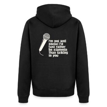 Ich Bin Nicht Anti-sozial Poetry Slam - Unisex Premium Bio Zip Hoodie - Schwarz - Hinten - Nico (187cm)