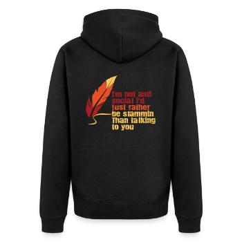 Ich Bin Nicht Anti-sozial Poetry Slam - Unisex Premium Bio Zip Hoodie - Schwarz - Hinten - Nico (187cm)
