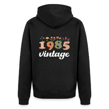 40 Années Vintage 1985 Anniversaire Femmes Fleurs - Veste à capuche bio Premium Unisexe - noir - Dos - Nico (187cm)