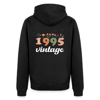 30 ans Vintage 1995 Anniversaire Femmes Fleurs - Veste à capuche bio Premium Unisexe - noir - Dos - Nico (187cm)