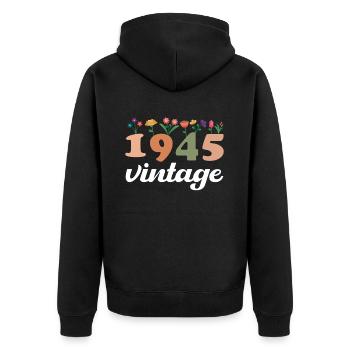 80 Années Vintage 1945 Anniversaire Femmes - Veste à capuche bio Premium Unisexe - noir - Dos - Nico (187cm)