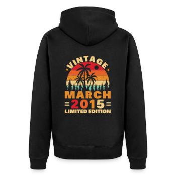 Mars 2015 10 Ans Vintage Rétro Anniversaire - Veste à capuche bio Premium Unisexe - noir - Dos - Nico (187cm)