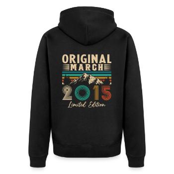 Mars 2015 Vintage Cadeau Anniversaire - Veste à capuche bio Premium Unisexe - noir - Dos - Nico (187cm)