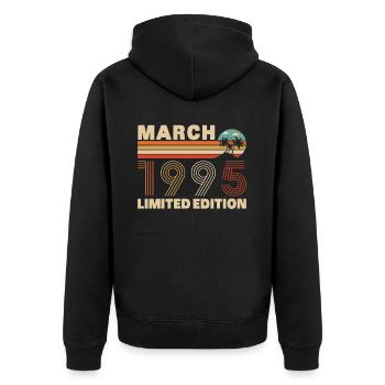 March 1995 Vintage Birthday Gift - Unisex Premium Organic Zip Hoodie - black - Back - Nico (187cm)