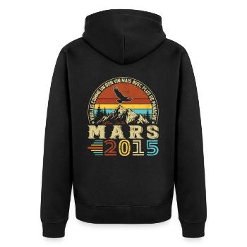 Mars 2015 Vintage Cadeau Anniversaire - Veste à capuche bio Premium Unisexe - noir - Dos - Nico (187cm)