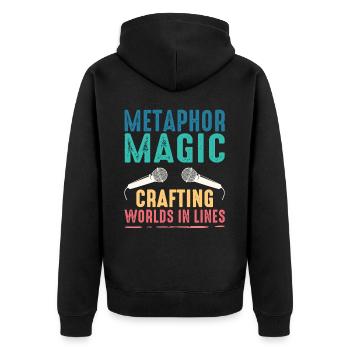 Poetry Slam Metapher Magie Slam Poesie - Unisex Premium Bio Zip Hoodie - Schwarz - Hinten - Nico (187cm)
