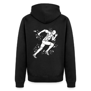 Sprinter Colorsplash Sprintender Sprint - Unisex Premium Bio Zip Hoodie - Schwarz - Hinten - Nico (187cm)