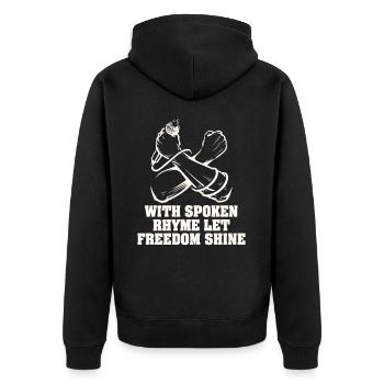 Poetry Slam Gesprochener Reim Slam Poesie - Unisex Premium Bio Zip Hoodie - Schwarz - Hinten - Nico (187cm)