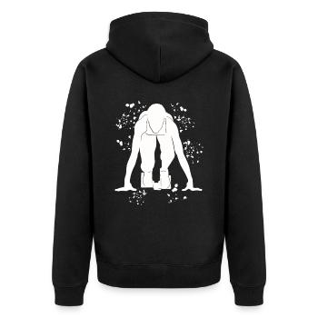Sprinter Colorsplash Sprintender Sprint - Unisex Premium Bio Zip Hoodie - Schwarz - Hinten - Nico (187cm)