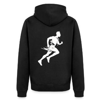 Sprinter Colorsplash Sprintender Sprint - Unisex Premium Bio Zip Hoodie - Schwarz - Hinten - Nico (187cm)