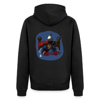 Sleep weIl - I'll be watching - Unisex Premium Bio Zip Hoodie - Schwarz - Hinten - Nico (187cm)
