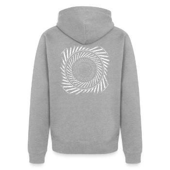 23K19spiral - Unisex Premium Bio Zip Hoodie - Grau meliert - Hinten - Nico (187cm)