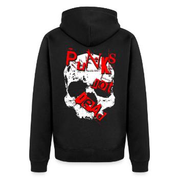 Punks Not Dead - Unisex Premium Organic Zip Hoodie - black - Back - Nico (187cm)