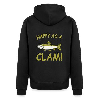 Happy As A Clam Fishing Joke Funny Trout - Unisex Premium Bio Zip Hoodie - Schwarz - Hinten - Nico (187cm)