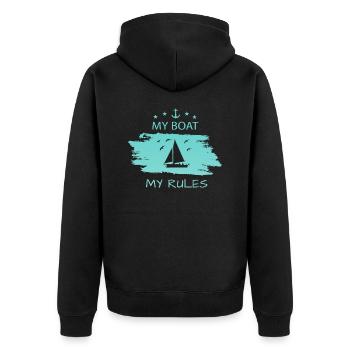 Segeln Segelboot Sailing Kapitän - Unisex Premium Bio Zip Hoodie - Schwarz - Hinten - Nico (187cm)